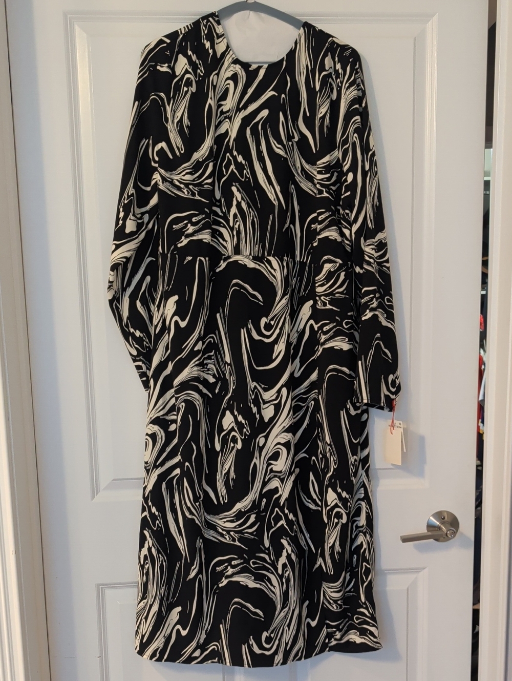 Open Edit Black Swirl CUTOUT DETAIL MIDI DRESS
